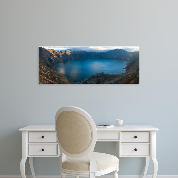 Easy Art Prints Panoramic Image 'Lake surrounded by mountains, Quilotoa, Andes, Cotopaxi Province, Ecuador' Canvas Art