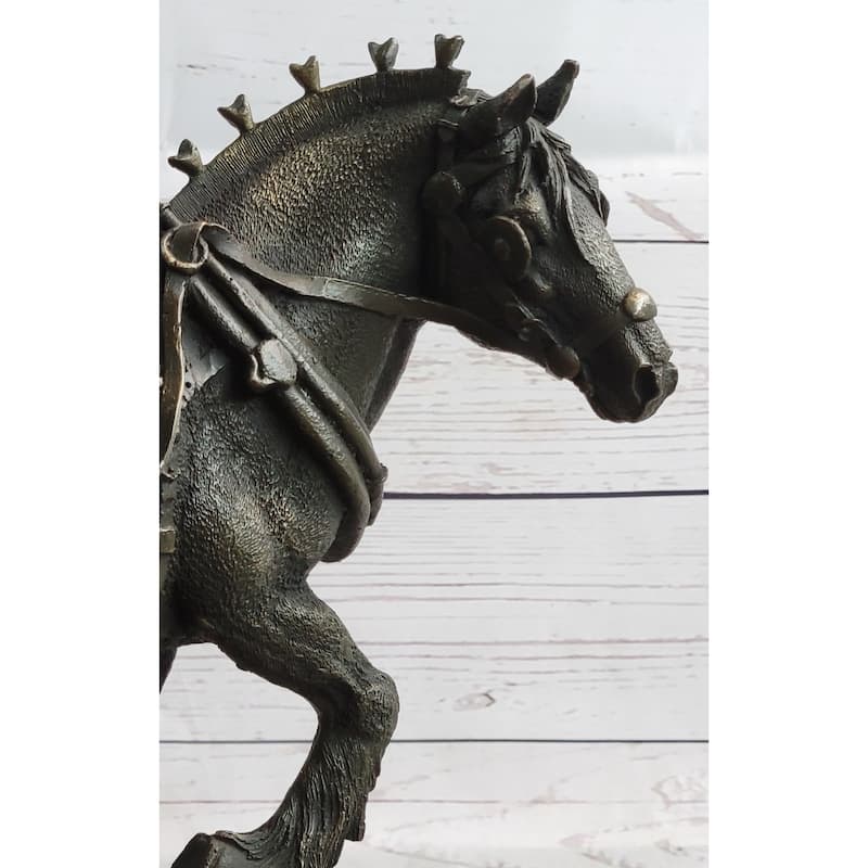 Budweiser Clydesdale Work Imitative Horse Bronze Statue Sculpture Original Art On Marble Base