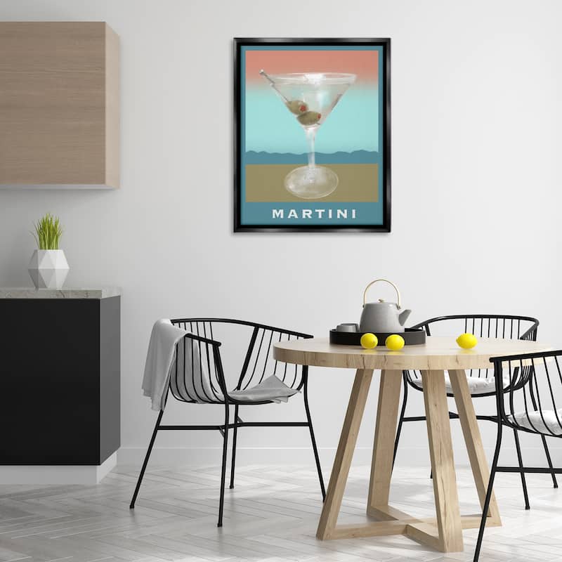 Stupell Martini over Muted Tones Framed Floater Canvas Wall Art Design By Matthew Piotrowicz