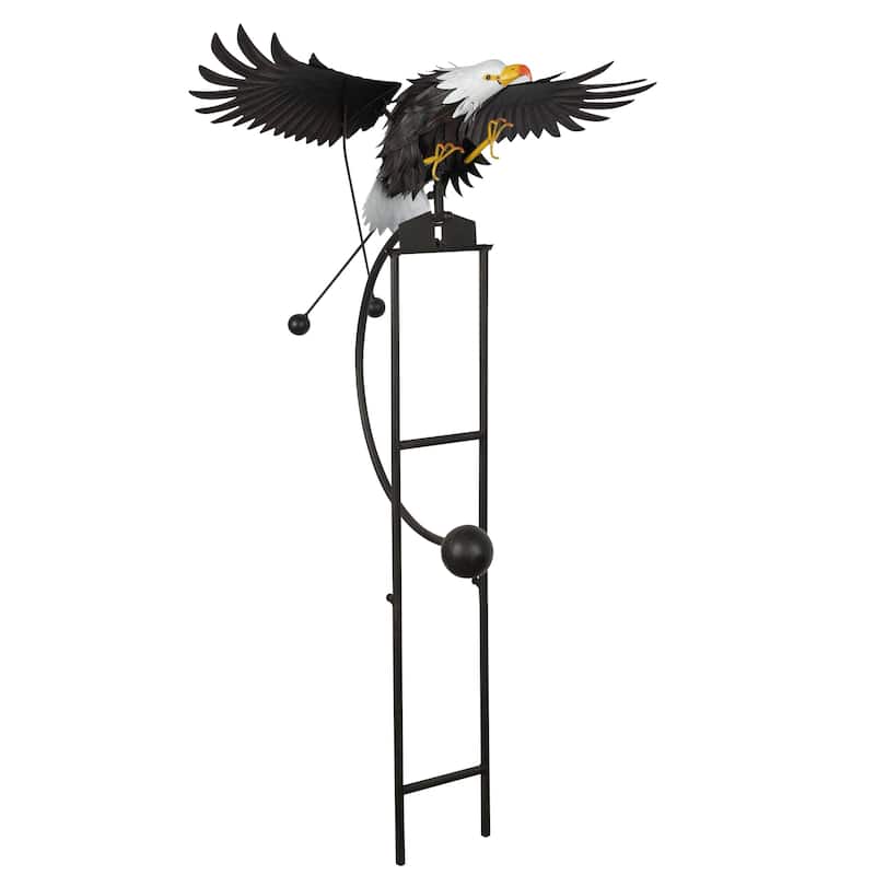 Alpine Corporation NCY406 Metal Rocking Eagle Stake, Patriotic Decor for Garden, Patio, & Lawn, 56"H, Multicolor