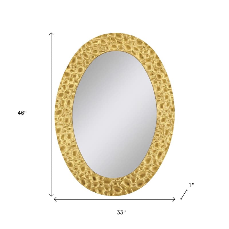 HomeRoots 46" Gold Oval Accent Mirror - 33.00 in. x 46.00 in. x 1.00 in.
