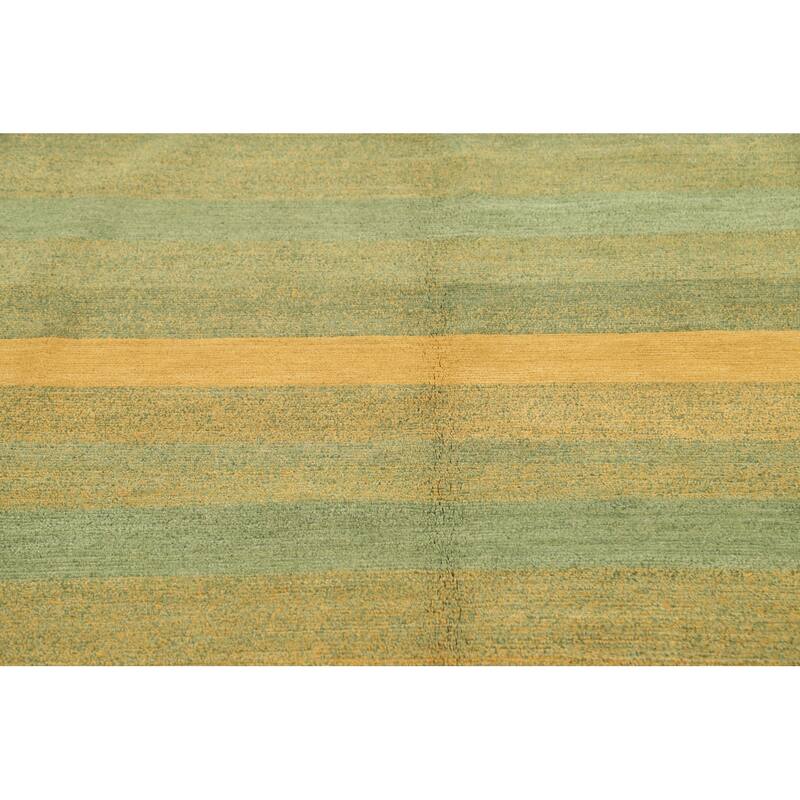 Vegetable Dye Striped Nepalese Oriental Area Rug Wool Handmade Carpet - 6'2" x 8'11"