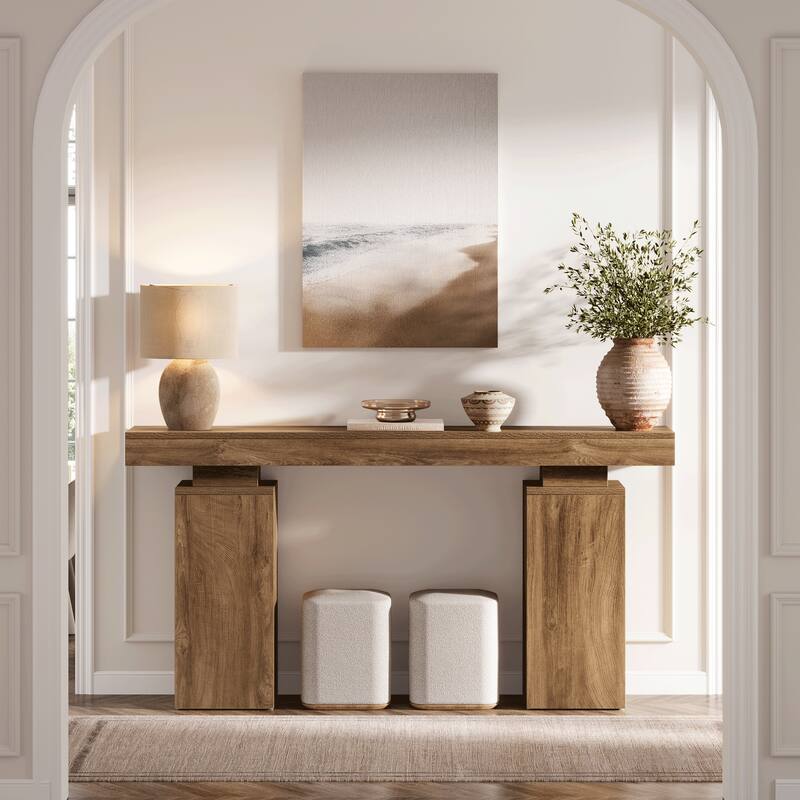 63-Inch Console Table, Wooden Entryway Table, Long Sofa Table for Hallway, Living Room, Foyer, Entrance