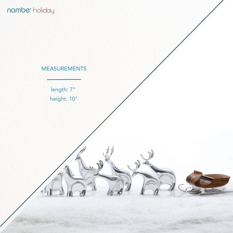 Nambe Dasher Reindeer Figurine Set - 7" x 1" x 10"