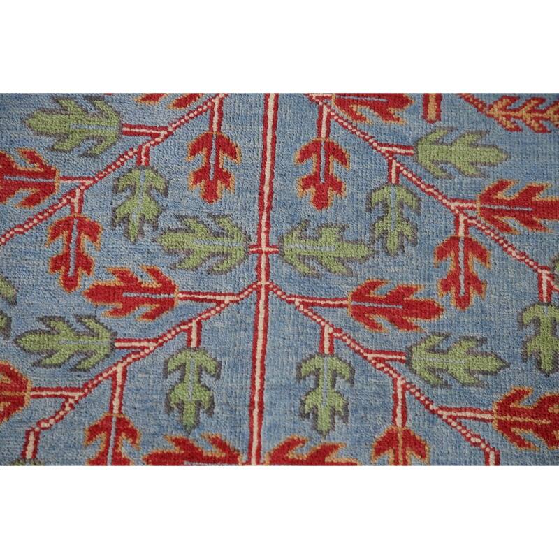 Traditional Light Blue Kazak Area Rug Handmade Wool Carpet - 6'6" x 9'5"