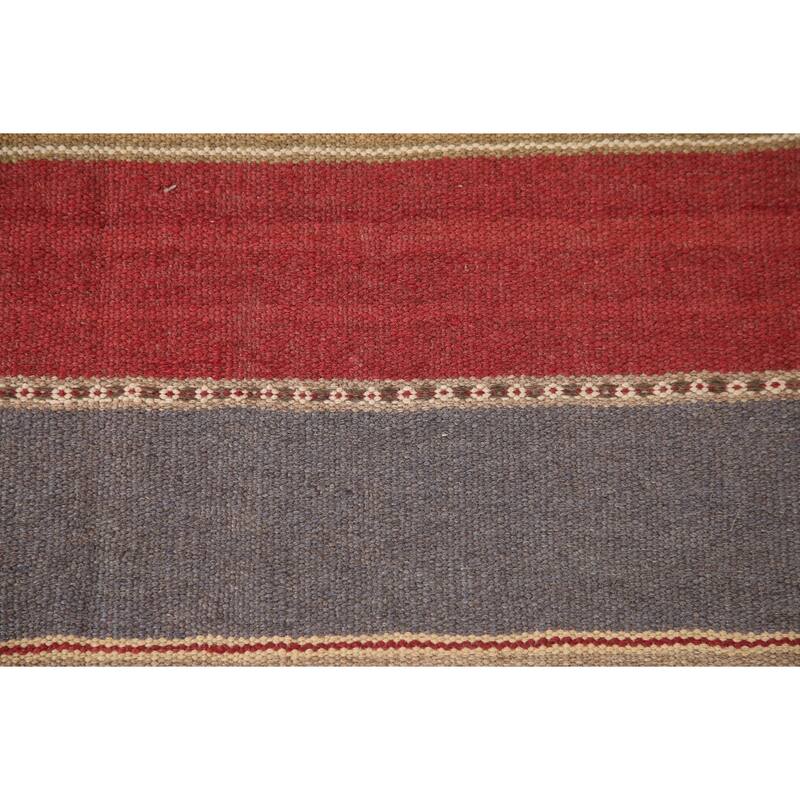Striped Kilim Qashqai Persian Area Rug Flatweave Wool Carpet - 5'0" x 6'6"