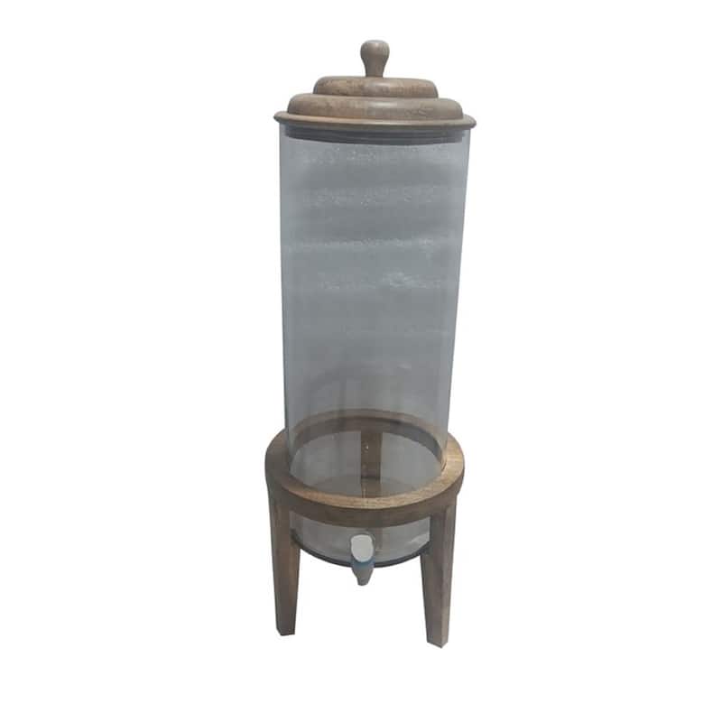 Water Glass Jar w/Mango Wood H 28.1" & Dia 9.8"