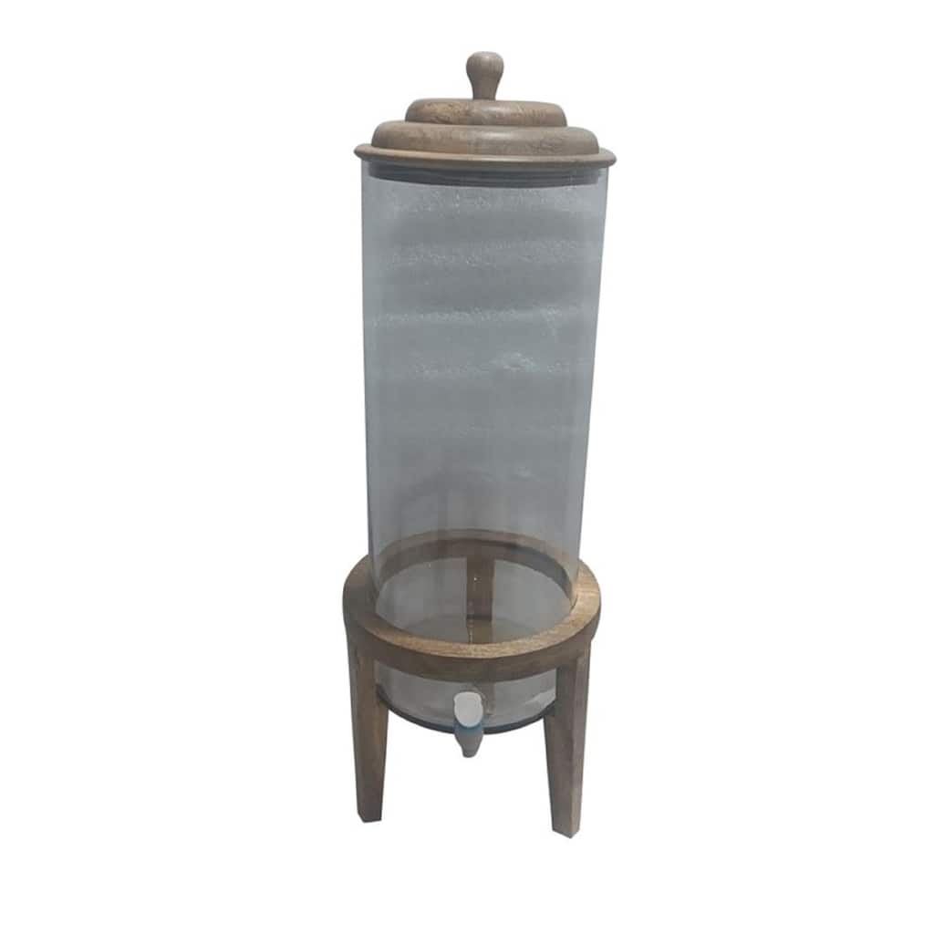 Water Glass Jar w/Mango Wood H 28.1" & Dia 9.8"