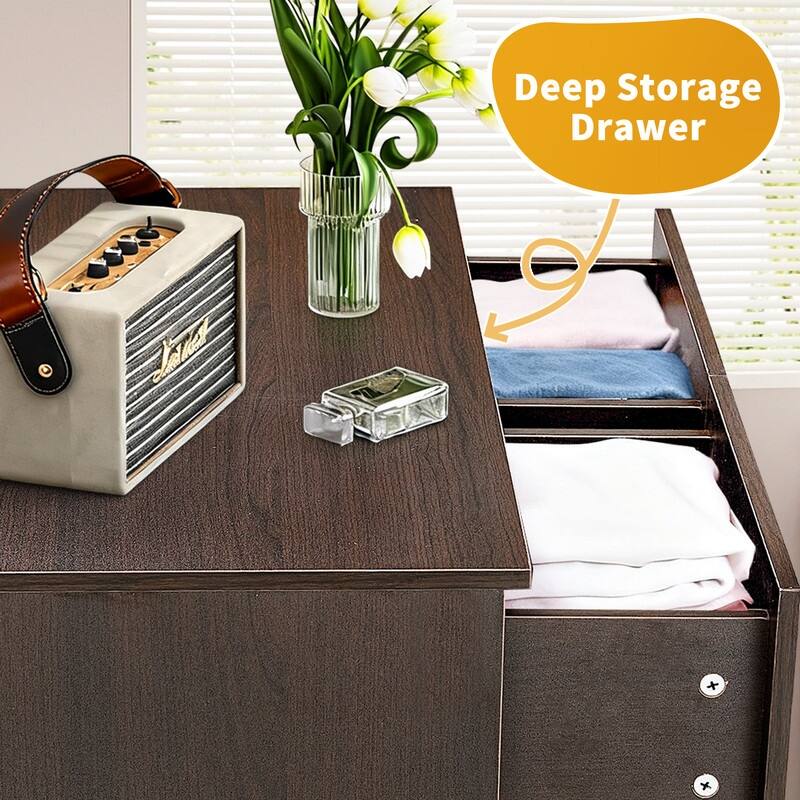 6-Drawer Large Dresser For Bedroom And Chest Of Drawers With Sturdy Construction Wood Storage Organizer For Closet