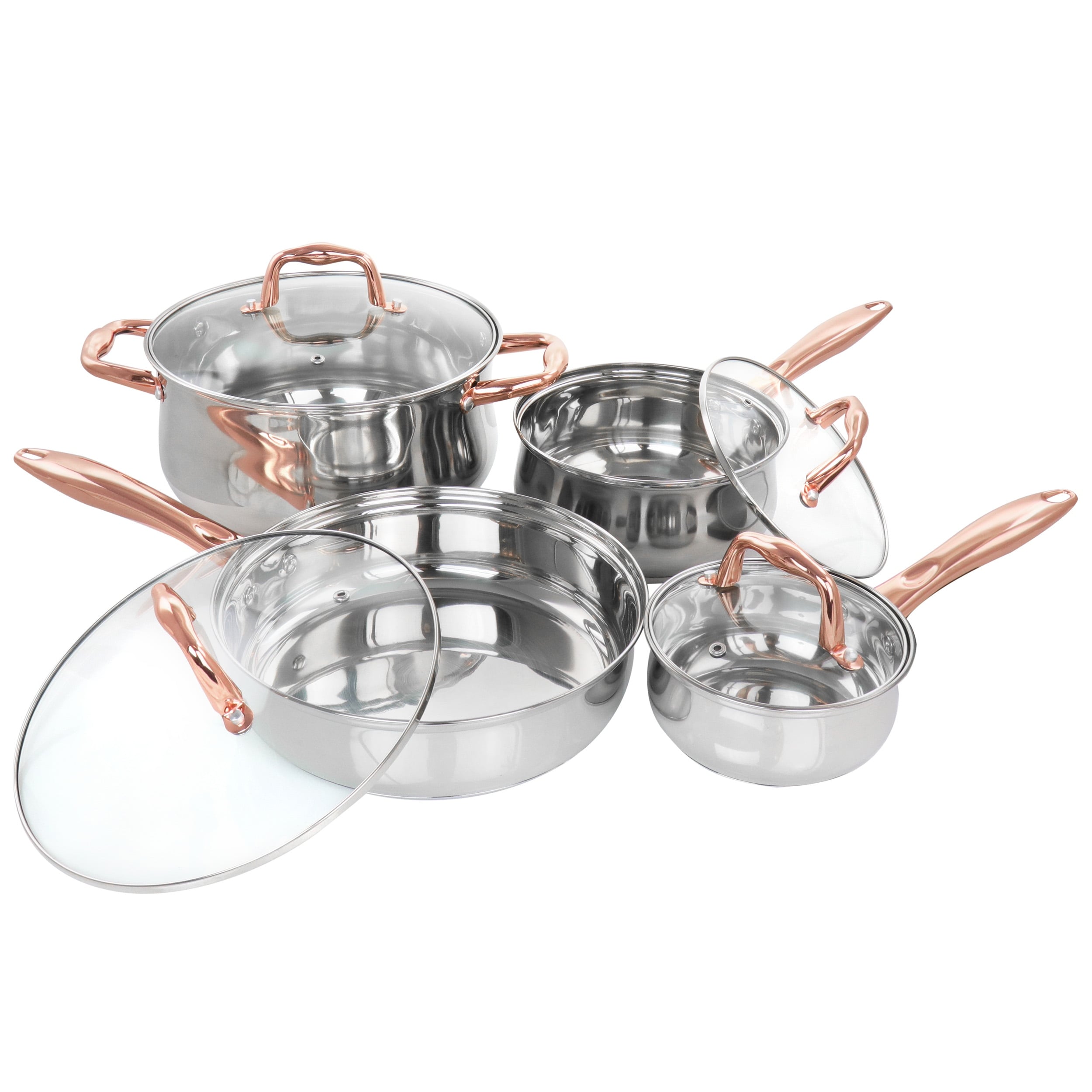 Gibson Home 5-Piece Mirror Polish Stainless Steel Cookware Set, Silver