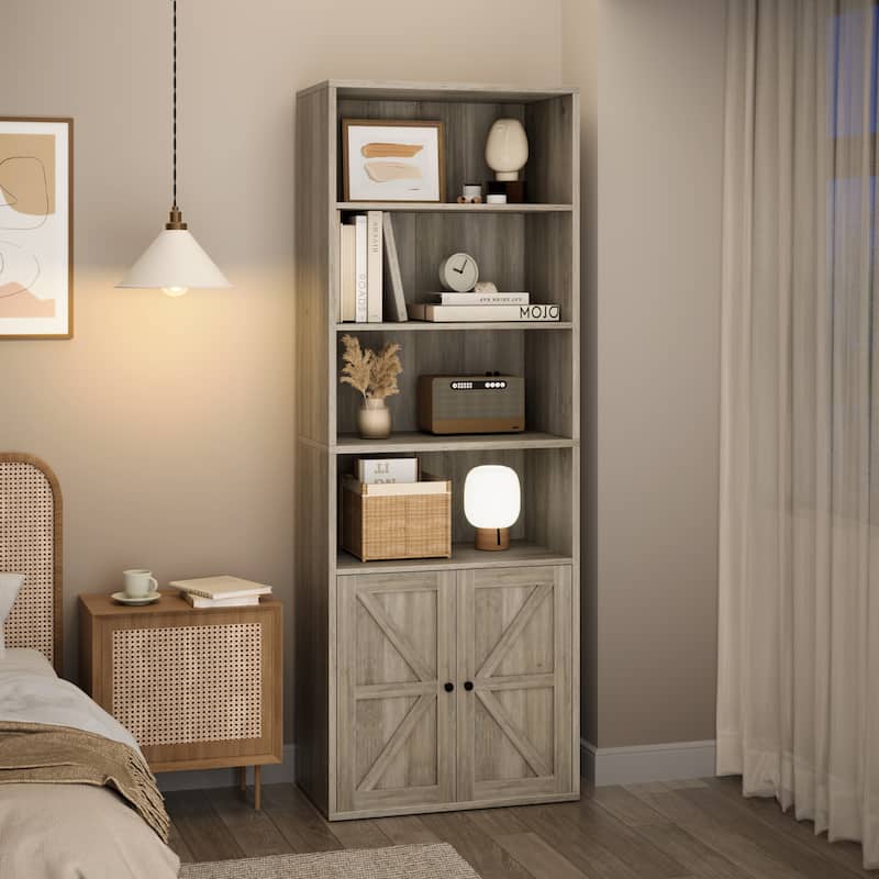 Industrial Tall Bookcases 6 Shelf Display Storage Shelves for Home Office - 11.8"D x 23.62"W x 71.4"H