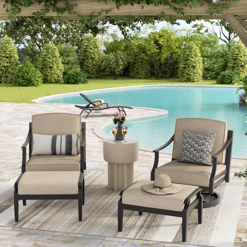 Arriona Swivel Patio Converstion Chair with Sunbrella Cushions