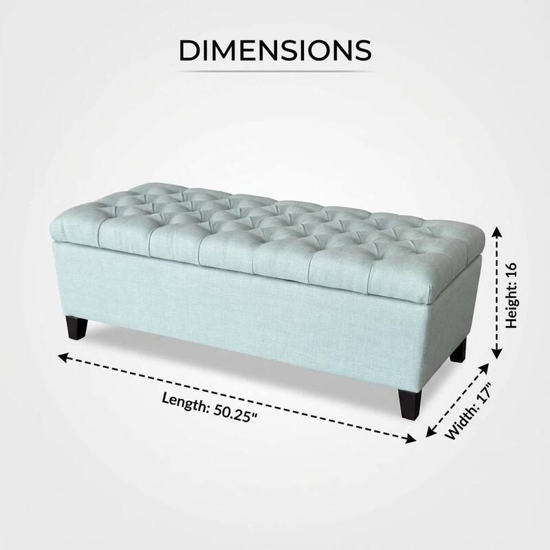50.25" Storage Ottoman Bench baby Blue Storage Bench End of Bed with Safety Hinges, Footrest Stool for Living, Dining Room