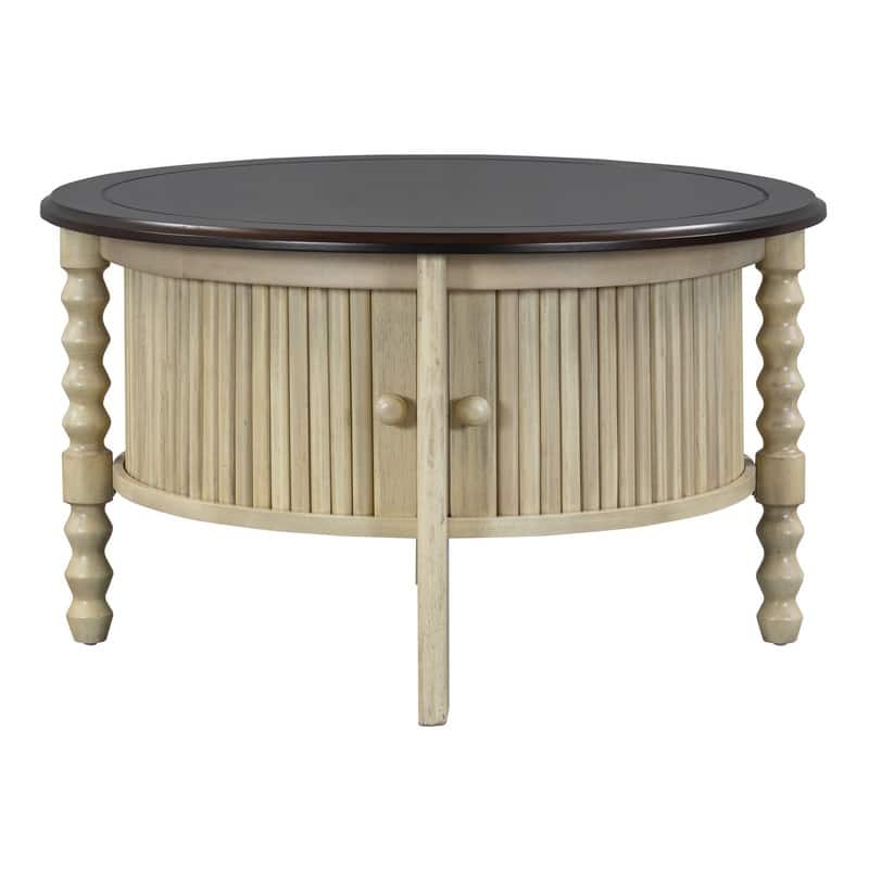 Vintage 30.3" Round Coffee Table with Hidden Storage, Mid Century Modern Style for Living Room Organization