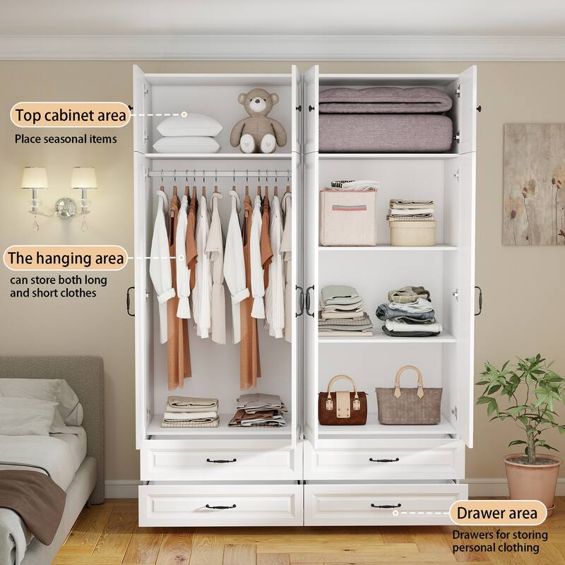 89" Large Wardrobe Armoire Closet High Cabinet Storage