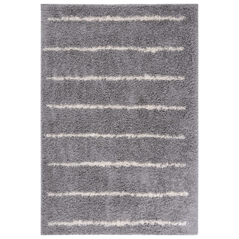 SAFAVIEH Venus Shag Zoea 1.75-inch Thick Rug - 6'7" Square - Grey/Ivory