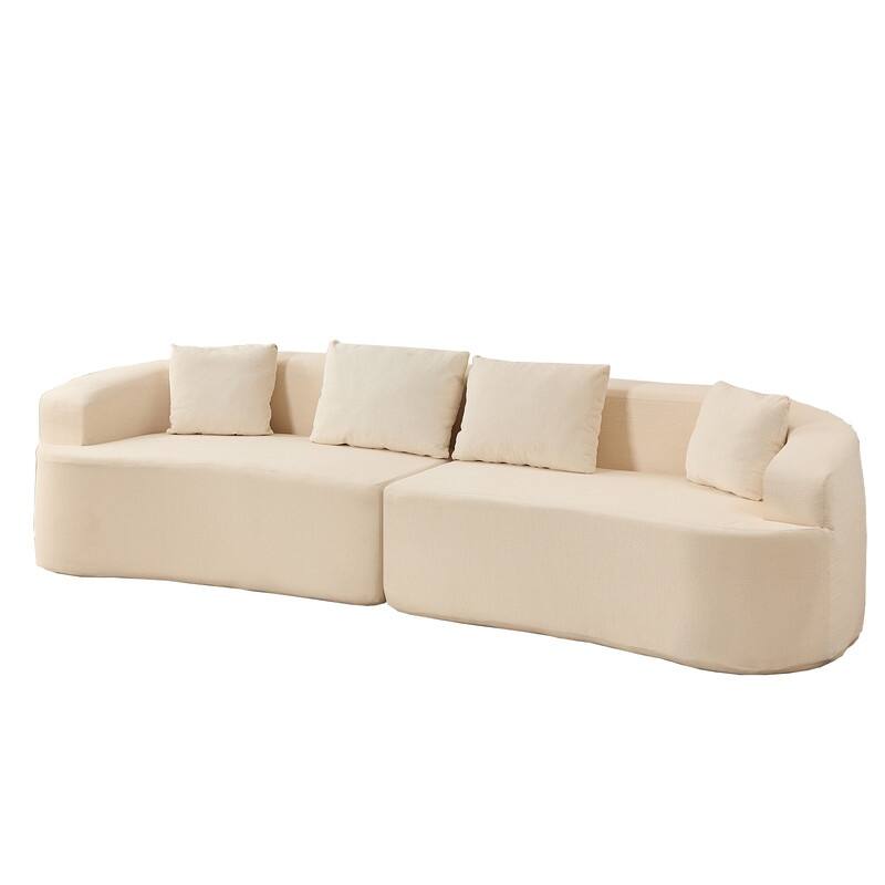 Mixoy 112" Curved Modular Sectional Sofa in Chenille Fabric Modern Minimalist Design Compressed No Assembly Required