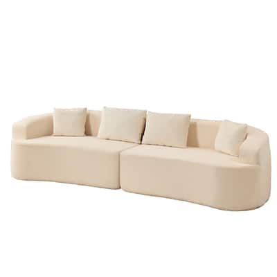 Mixoy 112" Curved Modular Sectional Sofa in Chenille Fabric Modern Minimalist Design Compressed No Assembly Required