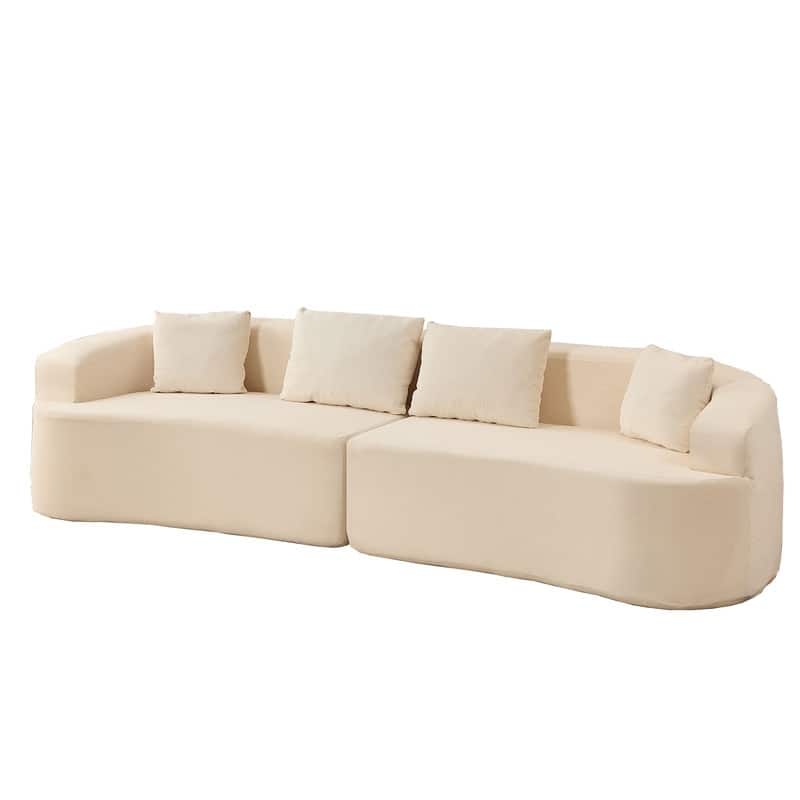 Mixoy 112" Curved Modular Sectional Sofa in Chenille Fabric Modern Minimalist Design Compressed No Assembly Required