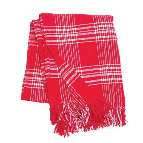 Essex Crimson Woven 50" x 60" Throw Blanket with Fringe - red