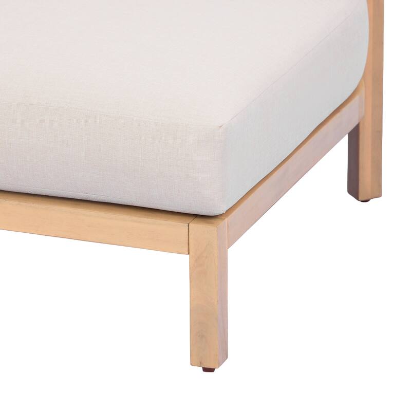 Christopher Knight Home - Outdoor Acacia Wood 3-Seater Sofa with Rope-Braided Backrest & Water-Resistant Cushions