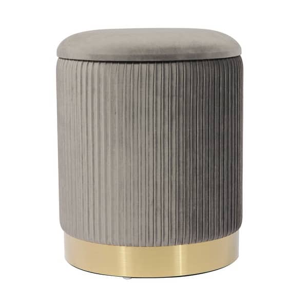 slide 2 of 18, Zoe Velvet Storage Ottoman Grey