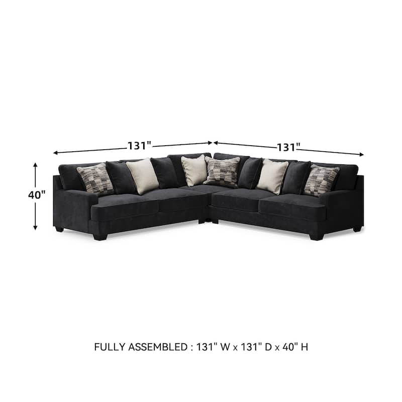 Signature Design by Ashley Lavernett Charcoal 3-Piece Sectional - 131"W x 131"D x 40"H