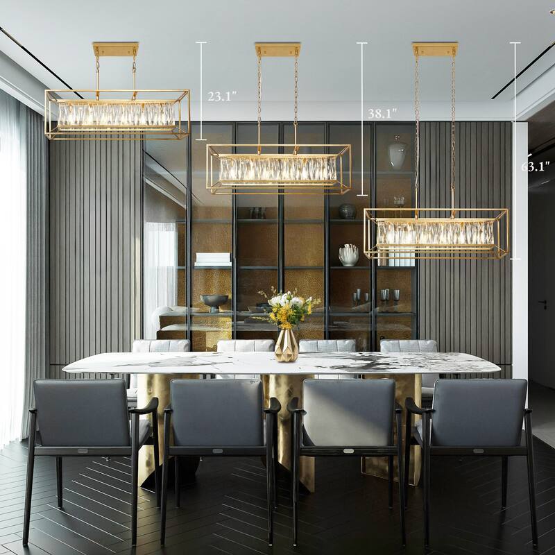 Modern 6-Light Crystal Chandelier Island Pendant for Kitchen Island - Gold