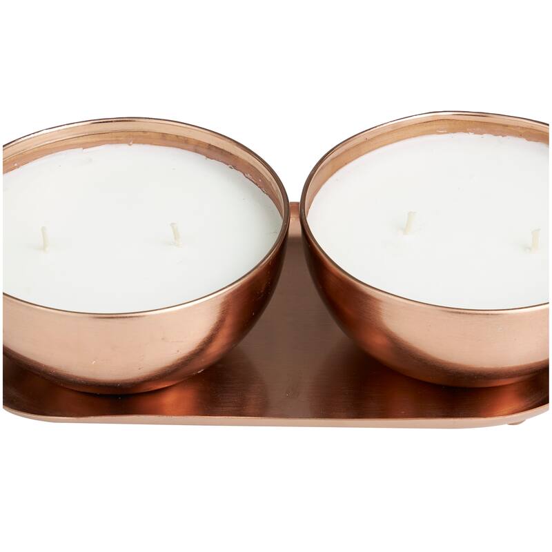 Gold or Silver or Copper Metal Scented 12 oz 2 Wick Candle with White Wax (Set of 2)