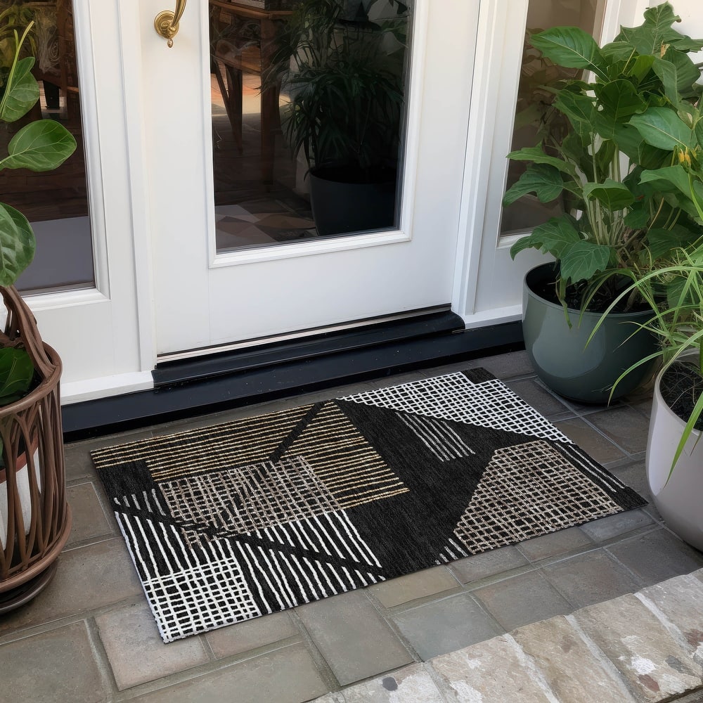 Machine Washable Indoor/ Outdoor Casual Contemporary Chantille Rug