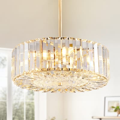4 Lights Modern Crystal Chandelier Gold Round Semi Flush Mount Ceiling Light Fixture Farmhouse Chandelier