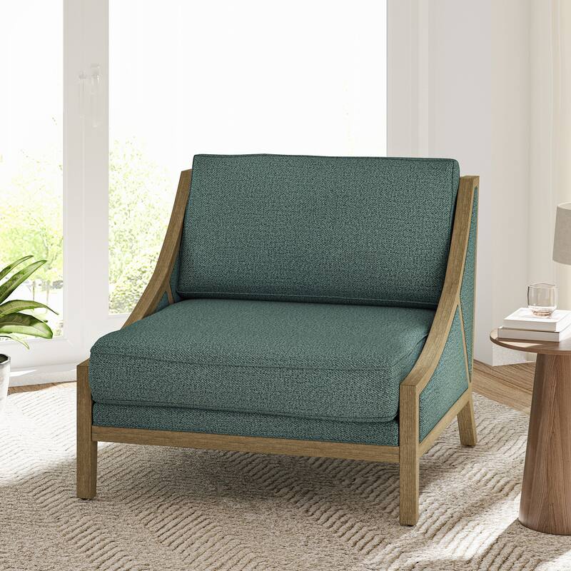 Kim Farmhouse Armchair with Solid Wood Legs - Teal