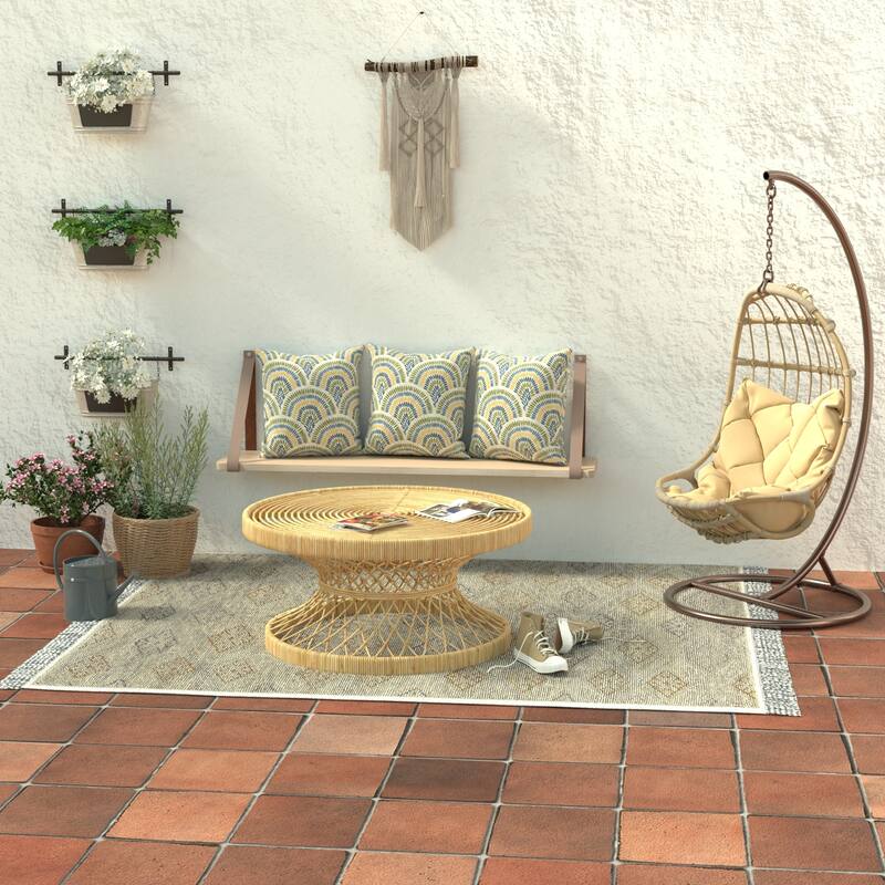 20" x 20" Outdoor Throw Pillow with Welt - Set of 2 - 20'' L x 20'' W x 5'' H - Breaker Butter