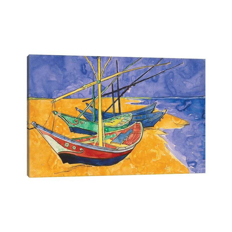 iCanvas "Fishing Boats On The Beach At Saintes-Maries-de-la-Mer (State Hermitage Museum)" by Vincent van Gogh Canvas Print