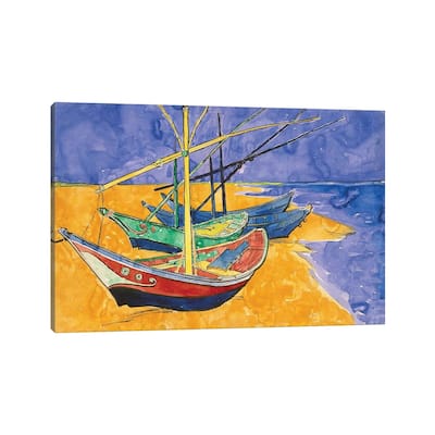 iCanvas "Fishing Boats On The Beach At Saintes-Maries-de-la-Mer (State Hermitage Museum)" by Vincent van Gogh Canvas Print