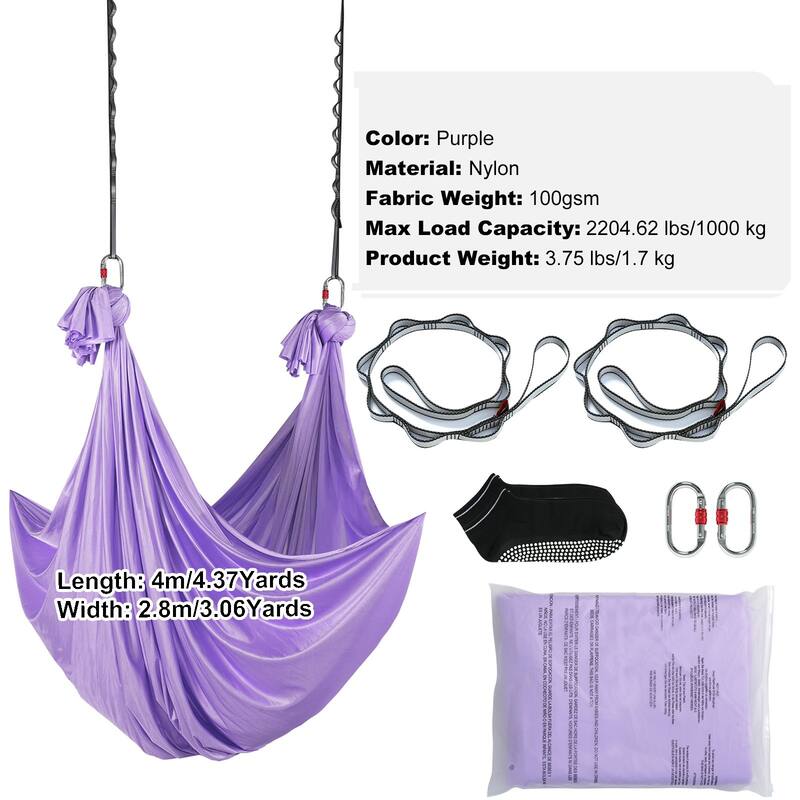 Aerial Fitness Hammock Kit Strong Nylon Swing with Complete Rigging