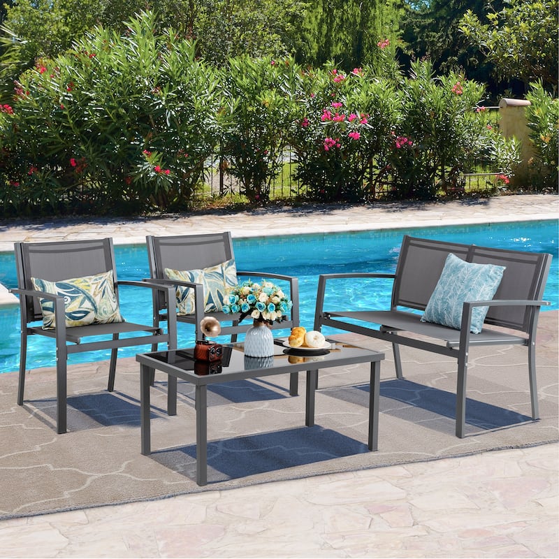 Futzca 4-Piece Outdoor Patio Furniture Set, Textilene Bistro Patio Set