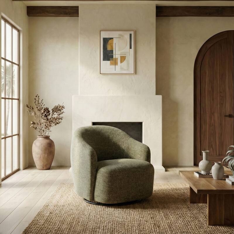 SAFAVIEH Couture Peitra Boucle Accent Chair - 29"W x 32"D x 31"H - Olive Green