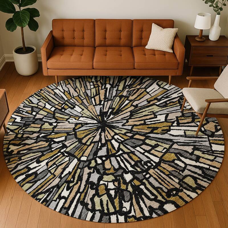 Machine Washable Indoor/ Outdoor Modern Zip Chantille Rug