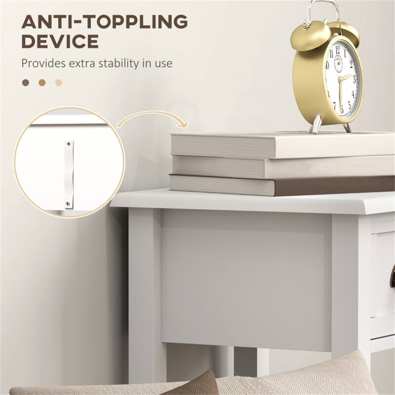 Lightweight and Stylish Bedroom Side Table with Storage Drawer and Bottom Shelf Ideal for Small Spaces