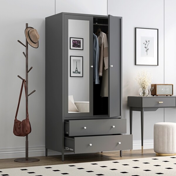 Iron wardrobe with mirror discount