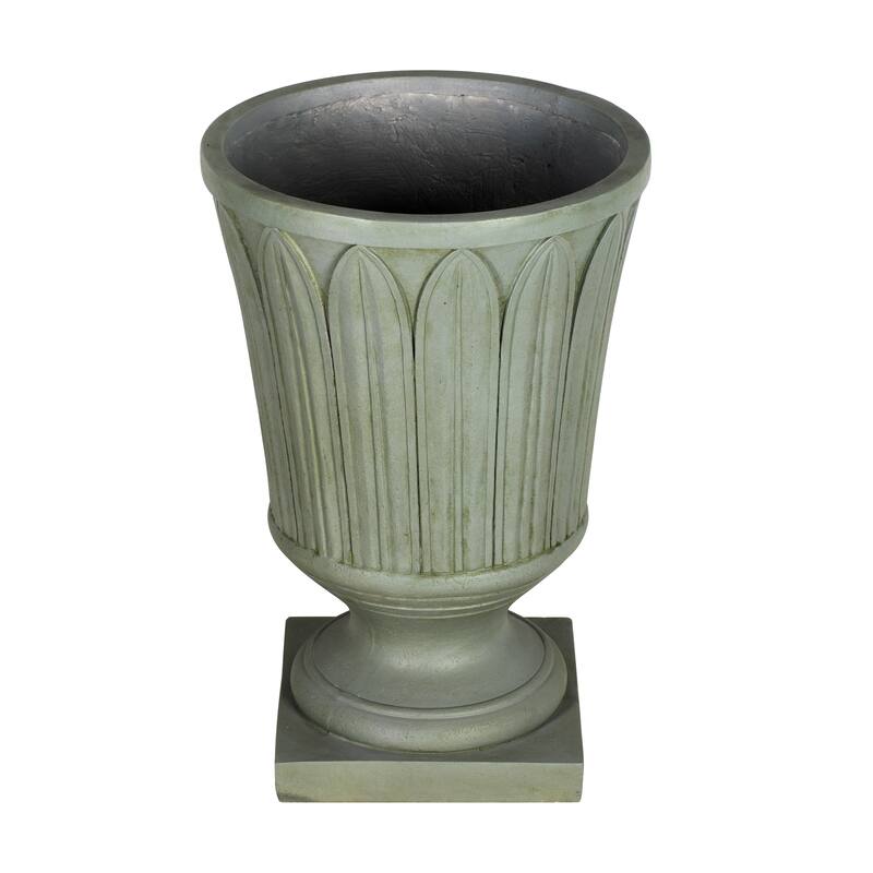Christopher Knight Home - Classical 22.4"H Outdoor Pedestal Urn Planter with Embossed Leaf Design