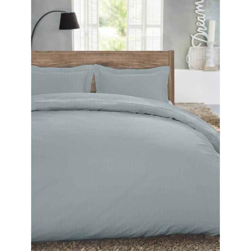 Dormisette Luxury German Flannel 3-piece Cotton Duvet Cover Set - Stormy Weather Herringbone - Queen
