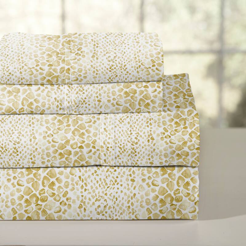 Pointehaven Crisp Percale Printed Long Staple Combed Cotton Sheet Set