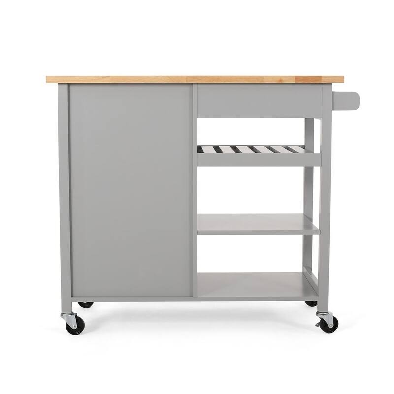 Modern Wooden Kitchen Cart with Wheels Drawer and Cabinet by Christopher Knight Home