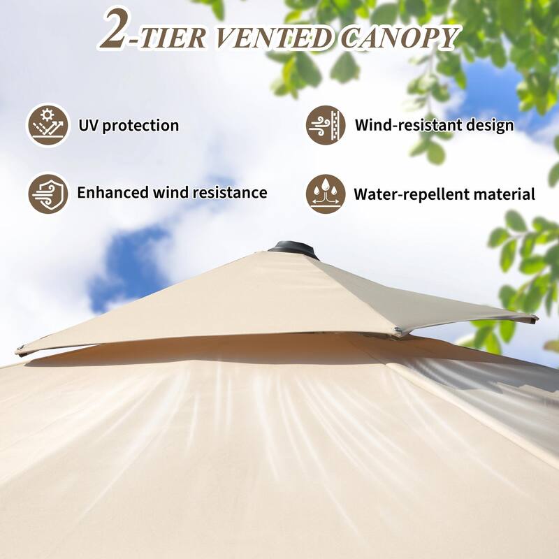 Aluminum Patio Umbrella - 360° Rotation, Hydraulic Lift