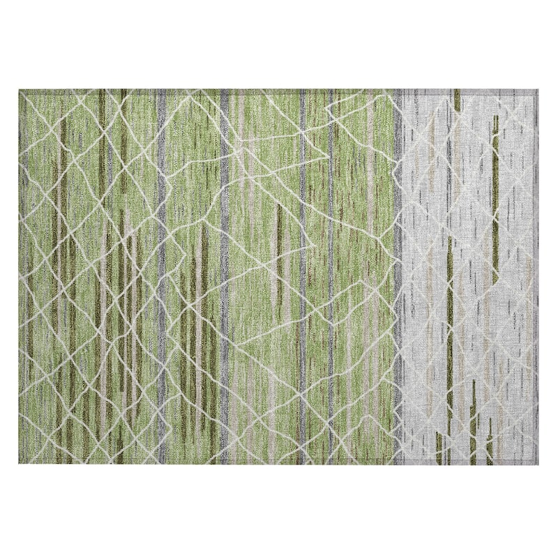 Machine Washable Indoor/ Outdoor Modern Global Chantille Rug