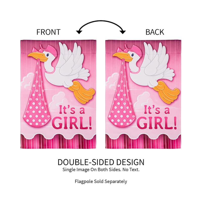 Stork with Special Delivery Suede Garden Flag, Girl