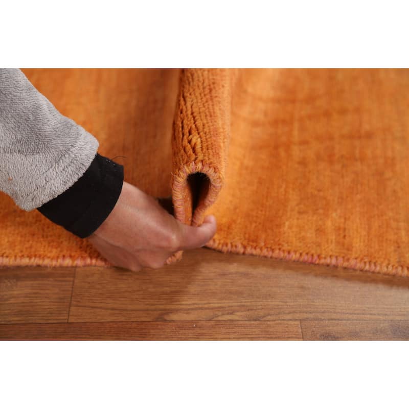 Modern Orange Gabbeh Oriental Area Rug Hand-Knotted Wool Carpet - 5'2" x 7'10"