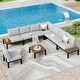 preview thumbnail 13 of 22, 10-Seat Patio Sectional sofa set, E-coating Steel frame Conversation Sets with Built-in Side Table , Grey Cushion 8-Seats - Type G
